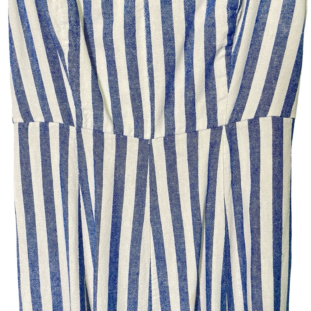 Old Navy Linen Blend Fit & Flare Sleeveless Midi Dress Blue Stripe, Size S - Picture 5 of 14
